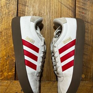 Adidas Men's White and Red Striped Sneakers